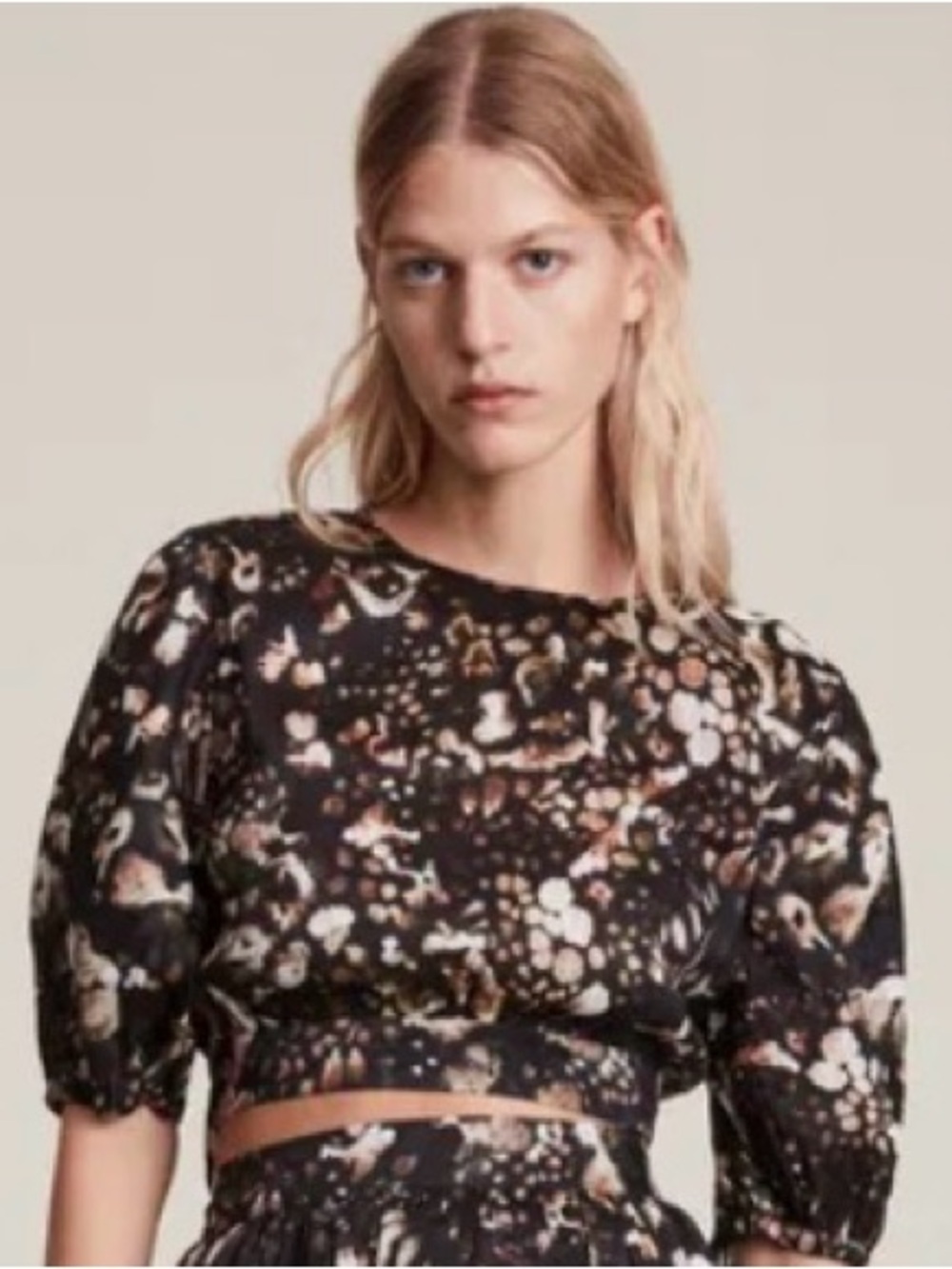 All saints Asta Kettu Linen-Silk Blend Top cropped size S/4